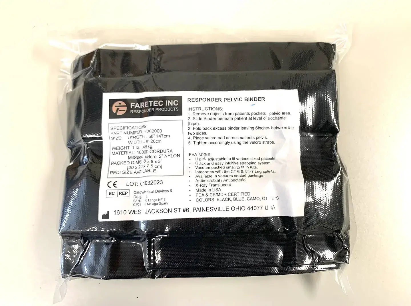 Responder Pelvic Binder (Black) Faretec